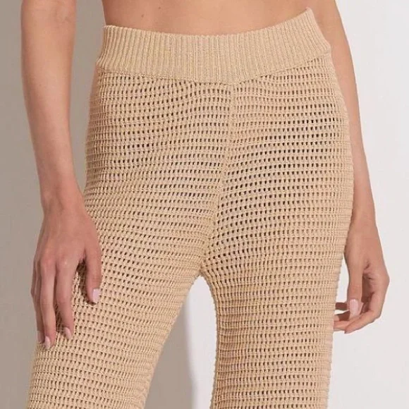Elan Tan Crochet Wide-Leg Pants - Picture 3 of 4